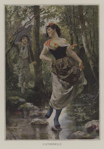 Cathinelle (farve litografi) af Emile Antoine (after) Bayard