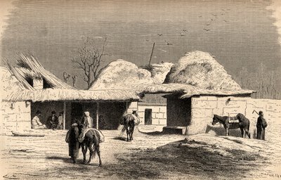 En karavanserai i Tashkent, Usbekistan, illustration fra 