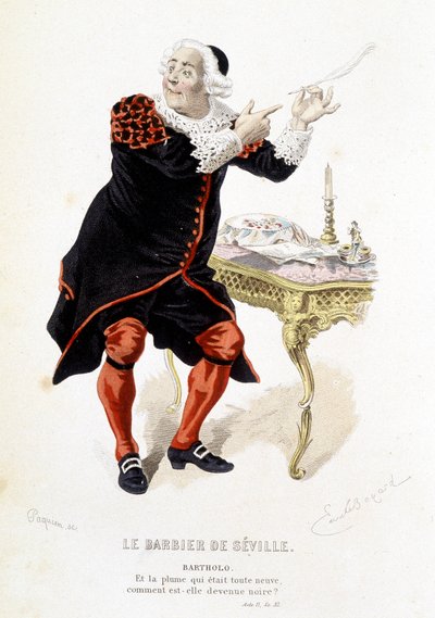 Bartholo i "" Barberen fra Sevilla"" - i "" Complete Works of Beaumarchais"", tegninger af Emile Bayard, red. Laplace Sanchez & cie, Paris af Emile Antoine Bayard