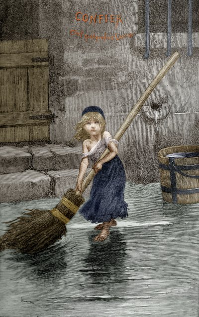 Cosette, illustration fra "Les Miserables" af Victor Hugo, 1862 af Emile Antoine Bayard