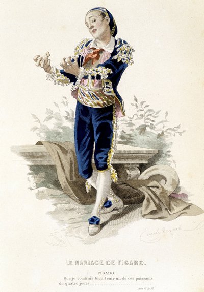 Figaro i "" The Marriage of Figaro"" - i "" Complete Works of Beaumarchais"", tegninger af Emile Bayard, red. Laplace Sanchez & cie, Paris af Emile Antoine Bayard