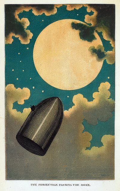 Illustration til bogen From Earth to the Moon af Jules Verne. 1877 af Emile Antoine Bayard