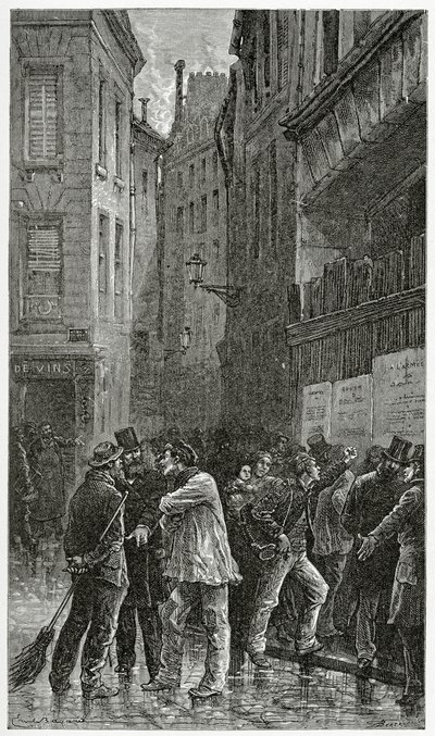 Les Affiches - illustration fra A Crime Story, 19th Century (bw-gravering) af Emile Antoine Bayard