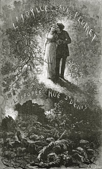 Marius og Cosette, 1800-tallet (bw-gravering) af Emile Antoine Bayard