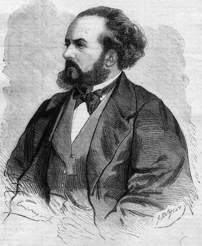 Portræt af Gustave Hippolyte (Gustave-Hippolyte) Roger (1815-1879), fransk tenor - tegning af Emile Bayard af Emile Antoine Bayard