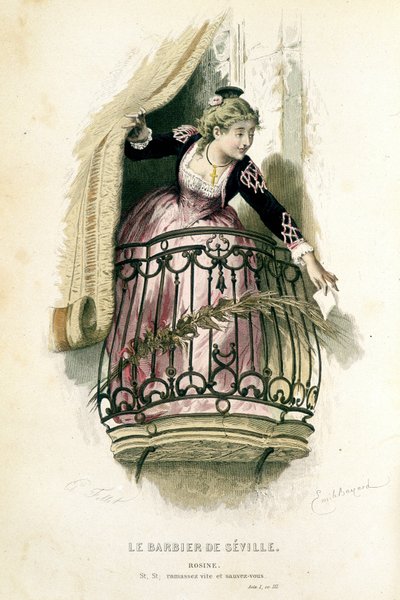 Rosine i “” Le barbier de Seville ”” - i “” Complete works of Beaumarchais ””, tegninger af Emile Bayard, red. Laplace Sanchez & cie, Paris af Emile Antoine Bayard