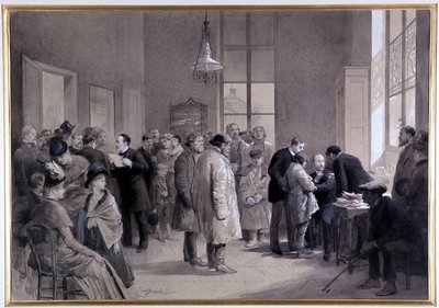 Scener af podning i normalskolens laboratorium i 1886 (tegning) af Emile Antoine Bayard