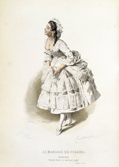 Suzanne i "" The Marriage of Figaro"" - i "" Complete Works of Beaumarchais"", tegninger af Emile Bayard, red. Laplace Sanchez & cie, Paris af Emile Antoine Bayard