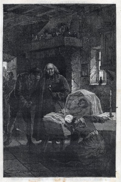 The Myriel Eveque with a Mourning Family - Illustration af Emile Bayard (1837-1891) til "The Miserables - First Part: Fantine" af Victor Hugo (1802-1885) 1862 af Emile Antoine Bayard