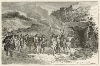 En begravelsesceremoni på tidspunktet for rensdyret af Emile Antoine Bayard