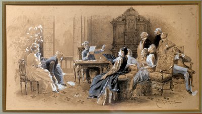 Forfatteren Alexandre Dumas Jr. (1824-1895) læser sine værker Lavis d
