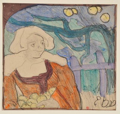 Breton, der plukker æbler [prøve b] af Emile Bernard