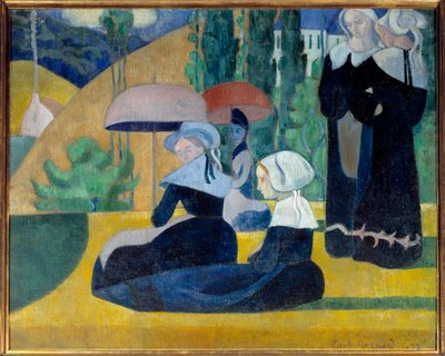 Bretoner med paraplyer af Emile Bernard