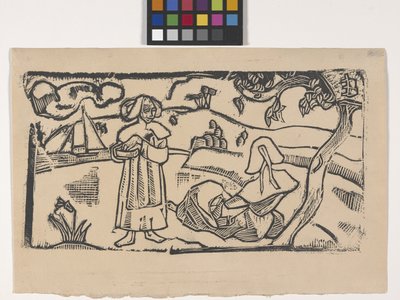 Deux Bretonnes (to bretonske kvinder) (træbloktryk) af Emile Bernard