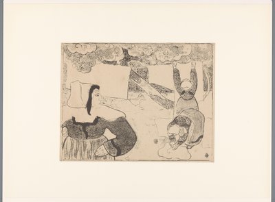 Tre bretonske kvinder hænger vasketøjet op Le linge Bretonske kvinder (serietitel) Bretonnes (serietitel) af Emile Bernard