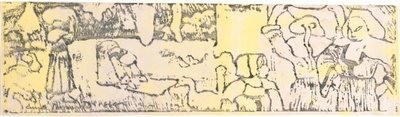La Lessive (Tøjvasket) (zinkograf med håndfarvning) af Emile Bernard
