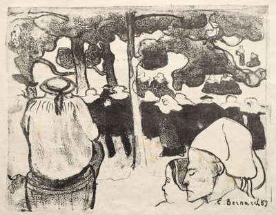 Les Bretonneries: Bryllup i Bretagne (La Noce en Bretange) af Emile Bernard