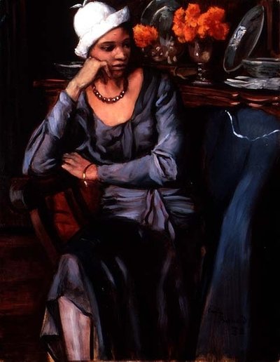 Negerinde med en hat (olie på lærred) af Emile Bernard