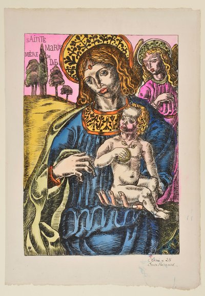 Sainte Marie Mutter Gottes: Die Jungfrau und der Engel mit Nimbus af Emile Bernard