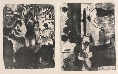 Sanger ved Café-Koncerten og The Harvesters (Les Moissonneurs) af Emile Bernard
