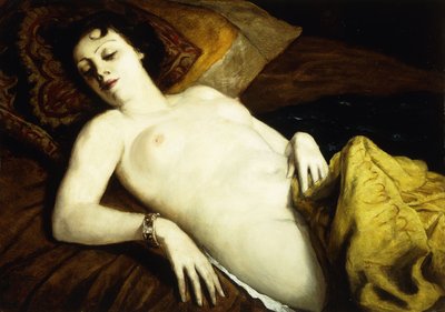 Sovende nøgen med armbånd; Nu Couche au armbånd, 1930 af Emile Bernard