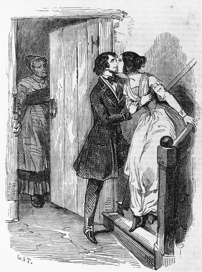 Illustration til Eugenie Grandet, roman af Honore de Balzac (1799-1850) fra samlingen i flere bind med titlen Human Comedy, gravering af Emile Deschamps (1822-1893) af Emile Deschamps