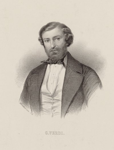 Portræt af komponisten Giuseppe Verdi 1813-1901, ca 1860. af Emile Desmaisons