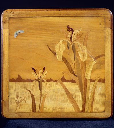 Bord i jugendstil, af Emile Galle (1846-1904), valnød med finerfinish og forskellige træsorter, detaljer, Frankrig, 20. århundrede af Emile Galle