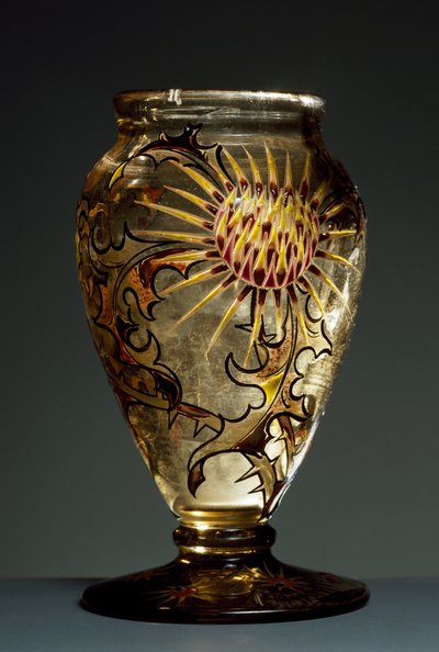 Vase af røget glas med emaljedekorationer, ca 1890, af Emile Galle, Nancy, Frankrig af Emile Galle