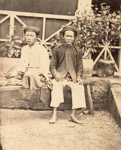 Militsmænd, der spiser ris, Cochinchina, 1866. af Emile Gsell