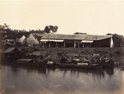 Udsigt over den kinesiske by Cholen-ark nr. 2, Saigon, Cochinchina, 1866. af Emile Gsell