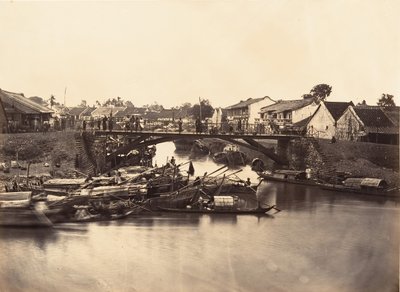 Udsigt over den kinesiske by Cholen-ark nr. 2, Saigon, Cochinchina, 1866. af Emile Gsell