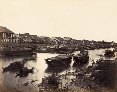 Udsigt over den kinesiske by Cholen-ark nr. 5, Saigon, Cochin Kina, 1866. af Emile Gsell
