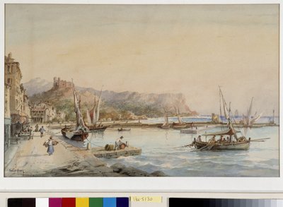 Udsigt over havnen i Cassis Akvarel af Emile Henry (1822-1920) Fondation regards de Provence, Marseille af Emile Henry
