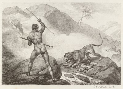 afrikansk jæger af Emile Jean Horace Vernet