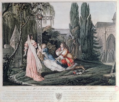 Ludvig XIV på jagt efter Louise de la Valliere, der havde søgt tilflugt efter et skænderi i 1662 med kongen ved karmelitterklosteret i Chaillot af Emile Jean Horace Vernet