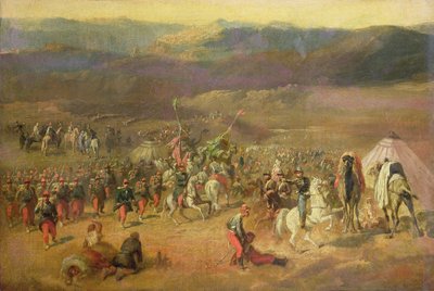Tilfangetagelsen af følget af Abd-el-Kader (1808-83) eller slaget ved Isly den 14. august 1844, 1844-63 af Emile Jean Horace Vernet