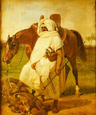 Løvejægeren, 1833 af Emile Jean Horace Vernet