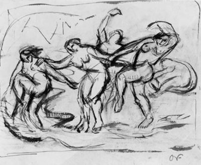 Figurkomposition med badende og dansende kvinder. af Emile Othon Friesz