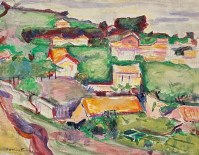 Udsigt mod en landsby af Emile Othon Friesz