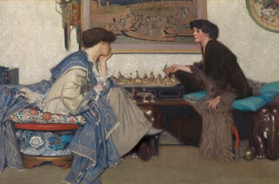 The Chess Game (olie på lærred) af Emile Vloors