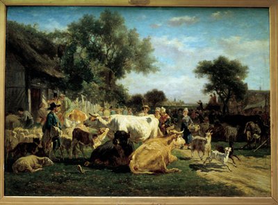 Village Fair Betailmessen. Maleri af Emile Van Marck (1827-1890) Clermont Ferrand fra det 19. århundrede (Clermont-Ferrand). Bargoin Museum af Emile van Marcke de Lummen