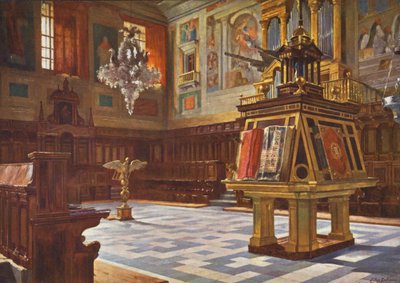 Elscorial: The Choir (farvelitografi) af Emilio Poy Dalmau