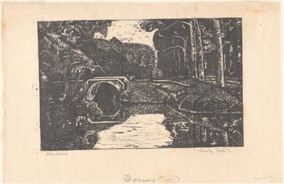 Bro over en kanal i en skov af Emilius Wilhelmus Dehé (signed by artist)