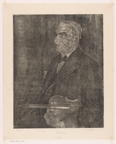 Portræt af kunstnerens far med violin af Emilius Wilhelmus Dehé (signed by artist)