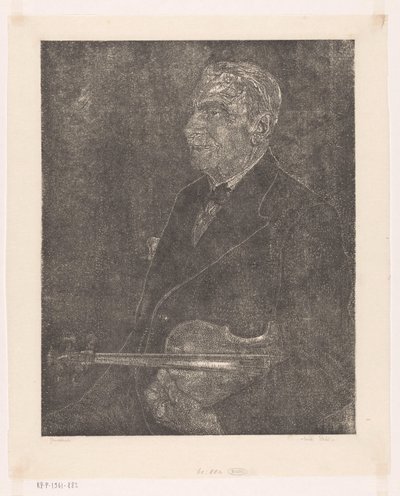Portræt af kunstnerens far med violin af Emilius Wilhelmus Dehé (signed by artist)