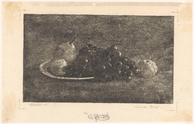 Skål med druer og andre frugter af Emilius Wilhelmus Dehé (signed by artist)