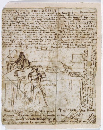 Dagbogspapir, 1837 (pen og blæk på papir) af Emily Bronte