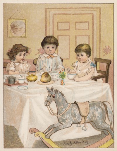 I børnehaven (farve litho) af Emily Harding