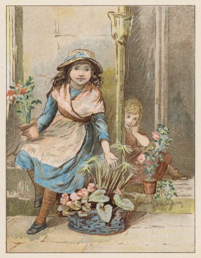 Hvem vil købe? (farve litho) af Emily Harding